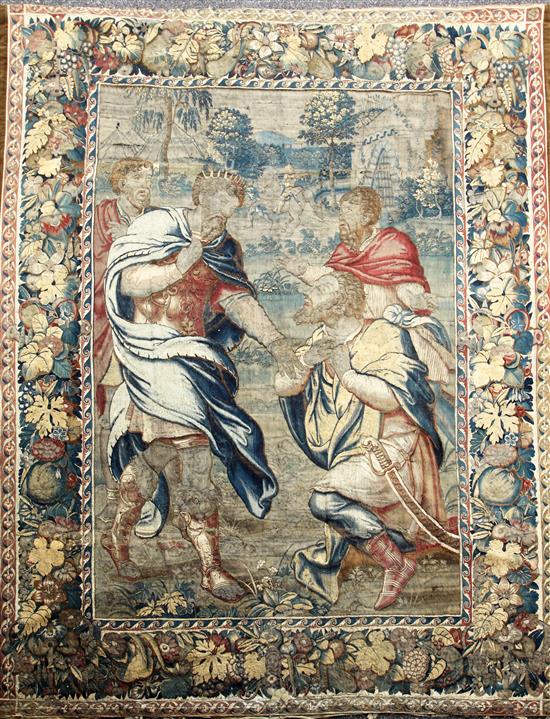 A 16th century Flemish Old Testament tapestry, probably Brussels, 11ft 4in. x 8ft 3in.